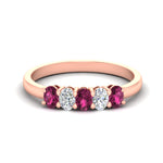 Load image into Gallery viewer, oval-cut-five-stone-wedding-pink-sapphire-band-0.50-carat-in-rose-gold-fdwb8008ovgsadrpisleep-0.50ct-nl-rg.jpg?v=1773047587