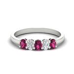Load image into Gallery viewer, oval-cut-five-stone-wedding-pink-sapphire-band-0.50-carat-in-white-gold-fdwb8008ovgsadrpisleep-0.50ct-nl-wg_44dad1d7-e994-42ef-b36a-405f595c09ea.jpg?v=1773047587