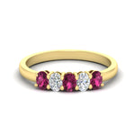 Load image into Gallery viewer, oval-cut-five-stone-wedding-pink-sapphire-band-0.50-carat-in-yellow-gold-fdwb8008ovgsadrpisleep-0.50ct-nl-yg.jpg?v=1773047587