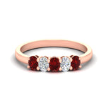 Load image into Gallery viewer, oval-cut-five-stone-wedding-ruby-band-0.50-carat-in-rose-gold-fdwb8008ovgrudrsleep-0.50ct-nl-rg.jpg?v=1773047588