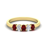 Load image into Gallery viewer, oval-cut-five-stone-wedding-ruby-band-0.50-carat-in-yellow-gold-fdwb8008ovgrudrsleep-0.50ct-nl-yg.jpg?v=1773047587
