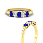 Load image into Gallery viewer, oval-cut-five-stone-wedding-sapphire-band-0.50-carat-in-yellow-gold-fdwb8008ovgsablangle3-0.50ct-nl-yg.jpg?v=1773047587
