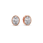 Load image into Gallery viewer, Bezel Stud Earring Oval Diamond