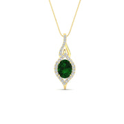 Oval Halo Pave Drop Necklace