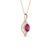 Load image into Gallery viewer, oval-halo-pink-sapphire-pave-drop-necklace-in-rose-gold-fdpd11545gsadrpiangle3-nl-rg.jpg?v=1767586000