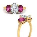 Load image into Gallery viewer, oval-pink-sapphire-3-stone-basket-engagement-ring-in-yellow-gold-FD10416OVRGSADPRIANGLE3-NL-YG