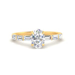 Load image into Gallery viewer, Baguette Thin Band Oval Cut Engagement Ring