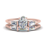 Load image into Gallery viewer, oval-shaped-bar-set-diamond-ring-with-matching-3-baguette-wedding-band-in-rose-gold-FDENS100OV-NL-RG