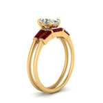 Load image into Gallery viewer, oval-shaped-bar-set-ruby-ring-with-matching-3-baguette-wedding-band-in-yellow-gold-FDENS100OVGRUDRANGLE2-NL-YG