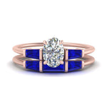 Load image into Gallery viewer, oval-shaped-bar-set-sapphire-ring-with-matching-3-baguette-wedding-band-in-rose-gold-FDENS100OVGSABL-NL-RG