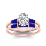 Load image into Gallery viewer, oval-shaped-bar-set-sapphire-ring-with-matching-3-baguette-wedding-band-in-rose-gold-FDENS100OVGSABLANGLE5-NL-RG