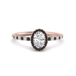 Load image into Gallery viewer, oval-shaped-black-diamond-halo-petite-engagement-ring-in-rose-gold-FD8523OVRGBLACKANGLE3-NL-RG
