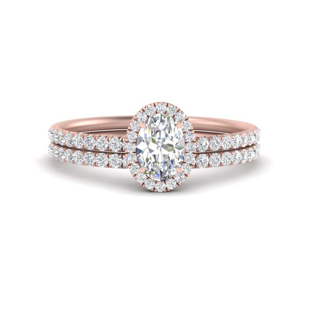 Halo Oval Diamond Wedding Ring Set – Fascinating Diamonds