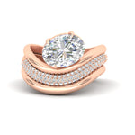 Load image into Gallery viewer, oval-shaped-dual-bands-with-wave-solitaire-ring-in-rose-gold-fdens11566ov-nl-rg-w3.jpg
