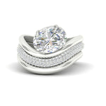 Load image into Gallery viewer, oval-shaped-dual-bands-with-wave-solitaire-ring-in-white-gold-fdens11566ov-nl-wg-w3.jpg