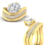 Load image into Gallery viewer, oval-shaped-dual-bands-with-wave-solitaire-ring-in-yellow-gold-fdens11566ov-nl-yg-w3.jpg