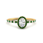 Load image into Gallery viewer, oval-shaped-emerald-halo-petite-engagement-ring-in-yellow-gold-FD8523OVRGEMGRANGLE3-NL-YG