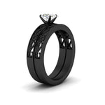 Load image into Gallery viewer, oval-shaped-filigree-single-stone-diamond-wedding-ring-set-in-black-gold-FDENS3289OVANGLE2-NL-BG.jpg?v=1763371069