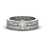 Load image into Gallery viewer, oval-shaped-filigree-single-stone-diamond-wedding-ring-set-in-white-gold-FDENS3289OV-NL-WG.jpg?v=1763371069