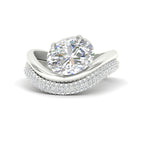 Load image into Gallery viewer, Pave Band with Wave Solitaire Ring