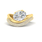 Load image into Gallery viewer, Pave Band with Wave Solitaire Ring