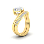 Load image into Gallery viewer, Pave Band with Wave Solitaire Ring