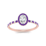 Load image into Gallery viewer, oval-shaped-purple-topaz-halo-petite-engagement-ring-in-rose-gold-FD8523OVRGVITOANGLE3-NL-RG
