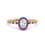 Load image into Gallery viewer, oval-shaped-purple-topaz-halo-petite-engagement-ring-in-yellow-gold-FD8523OVRGVITOANGLE3-NL-YG