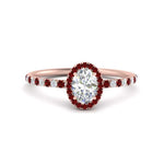 Load image into Gallery viewer, oval-shaped-ruby-halo-petite-engagement-ring-in-rose-gold-FD8523OVRGRUDRANGLE3-NL-RG