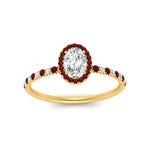Load image into Gallery viewer, oval-shaped-ruby-halo-petite-engagement-ring-in-yellow-gold-FD8523OVRGRUDRANGLE3-NL-YG