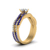 Load image into Gallery viewer, oval-shaped-simple-diamond-twisted-vine-bridal-ring-sets-with-blue-sapphire-in-14K-yellow-gold-FD8233OVGSABL-NL-YG