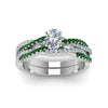 Load image into Gallery viewer, oval-shaped-simple-diamond-twisted-vine-bridal-ring-sets-with-emerald-in-14K-white-gold-FD8233OVGEMGR-NL-WG