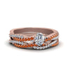 Load image into Gallery viewer, oval-shaped-simple-diamond-twisted-vine-bridal-ring-sets-with-orange-sapphire-in-14K-rose-gold-FD8233OVGSAOR-NL-RG