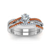 Load image into Gallery viewer, oval-shaped-simple-diamond-twisted-vine-bridal-ring-sets-with-orange-sapphire-in-14K-white-gold-FD8233OVGSAOR-NL-WG