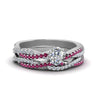 Load image into Gallery viewer, oval-shaped-simple-diamond-twisted-vine-bridal-ring-sets-with-pink-sapphire-in-14K-white-gold-FD8233OVGSADRPI-NL-WG