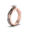 Load image into Gallery viewer, oval-shaped-simple-twisted-vine-bridal-ring-sets-with-black-diamond-in-14K-rose-gold-FD8233OVGBLACK-NL-RG