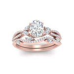 Load image into Gallery viewer, oval-shaped-twisted-vine-luxury-diamond-bridal-ring-set-in-rose-gold-FDENR3211OVANGLE3-NL-RG