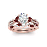 Load image into Gallery viewer, oval-shaped-twisted-vine-luxury-ruby-bridal-ring-set-in-rose-gold-FDENR3211OVGRUDRANGLE3-NL-RG
