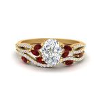Load image into Gallery viewer, oval-shaped-twisted-vine-luxury-ruby-bridal-ring-set-in-yellow-gold-FDENR3211OVGRUDRANGLE3-NL-YG