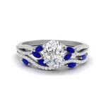 Load image into Gallery viewer, oval-shaped-twisted-vine-luxury-sapphire-bridal-ring-set-in-white-gold-FDENR3211OVGSABLANGLE3-NL-WG