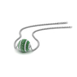 Load image into Gallery viewer, pave-diamond-ball-pendant-with-emerald-in--FDPD8426GEMGR-NL-WG