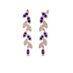 Load image into Gallery viewer, pave-diamond-leaf-drop-earring-with-blue-sapphire-in-14K-rose-gold-FD-EAR8334GSABL-NL-RG