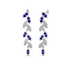 Load image into Gallery viewer, pave-diamond-leaf-drop-earring-with-blue-sapphire-in-14K-white-gold-FD-EAR8334GSABL-NL-WG