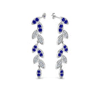 Load image into Gallery viewer, pave-diamond-leaf-drop-earring-with-blue-sapphire-in-14K-white-gold-FD-EAR8334GSABL-NL-WG