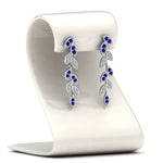 Load image into Gallery viewer, pave-diamond-leaf-drop-earring-with-blue-sapphire-in-14K-white-gold-FD-EAR8334GSABL-NL-WG
