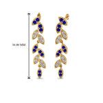 Load image into Gallery viewer, pave-diamond-leaf-drop-earring-with-blue-sapphire-in-14K-yellow-gold-FD-EAR8334GSABL-NL-YG