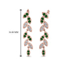 Load image into Gallery viewer, pave-diamond-leaf-drop-earring-with-emerald-in-14K-rose-gold-FD-EAR8334GEMGR-NL-RG