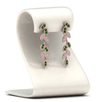 Load image into Gallery viewer, pave-diamond-leaf-drop-earring-with-emerald-in-14K-rose-gold-FD-EAR8334GEMGR-NL-RG