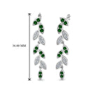 Load image into Gallery viewer, pave-diamond-leaf-drop-earring-with-emerald-in-14K-white-gold-FD-EAR8334GEMGR-NL-WG