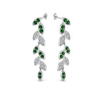 Load image into Gallery viewer, pave-diamond-leaf-drop-earring-with-emerald-in-14K-white-gold-FD-EAR8334GEMGR-NL-WG